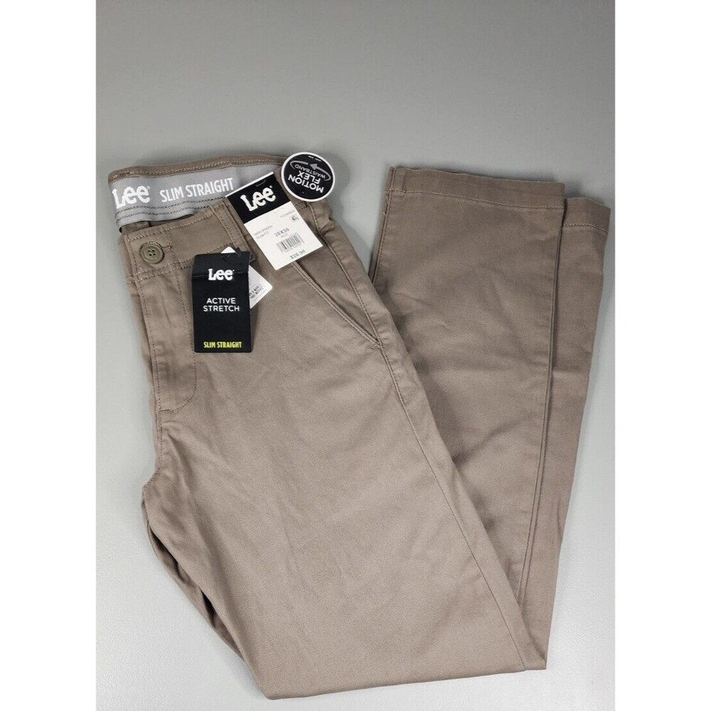 NEW Lee 28 x30 Men's Active Stretch Motion Flex Waistband Slim Straight Pants